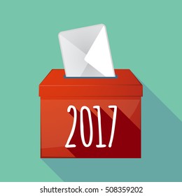 Illustration of a long shadow ballot box with  a 2017 year  number icon