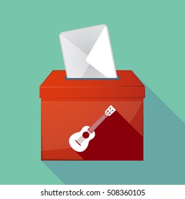 Illustration of a long shadow ballot box with  an ukulele