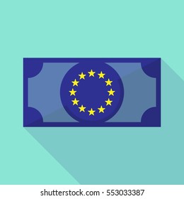 Illustration of a long shadow bank note with  the EU flag stars