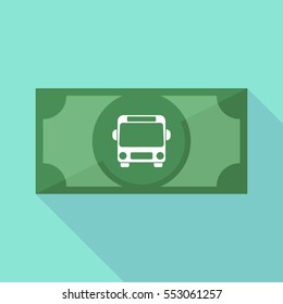 Illustration of a long shadow bank note with  a bus icon