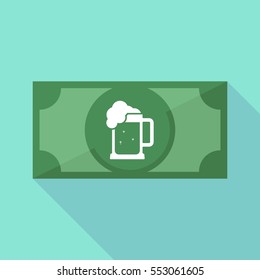 Illustration of a long shadow bank note with  a beer jar icon