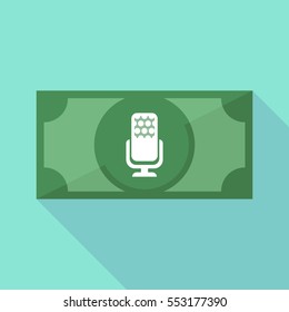 Illustration of a long shadow bank note with  a microphone sign