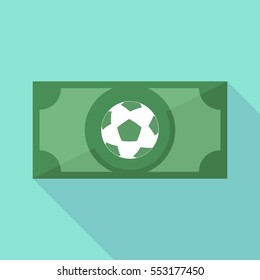 Illustration of a long shadow bank note with  a soccer ball