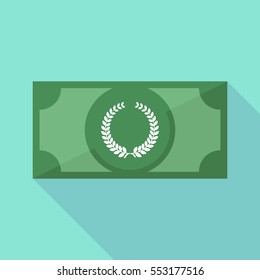Illustration of a long shadow bank note with  a laurel crown sign