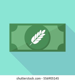 Illustration of a long shadow bank note with  a wheat plant icon