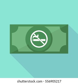Illustration of a long shadow bank note with  a no smoking sign