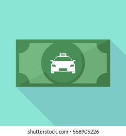 Illustration of a long shadow bank note with  a taxi icon