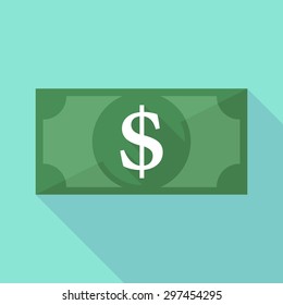 Illustration of a long shadow banknote icon with a dollar sign 