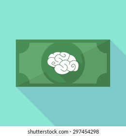 Illustration of a long shadow banknote icon with a brain