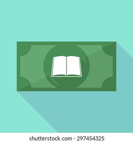 Illustration of a long shadow banknote icon with a book