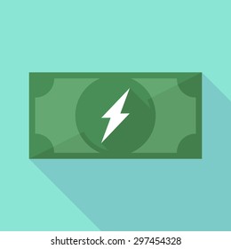Illustration of a long shadow banknote icon with a lightning