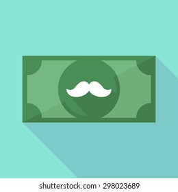 Illustration of a long shadow banknote icon with a moustache