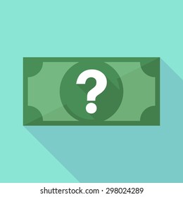 Illustration of a long shadow banknote icon with a question sign