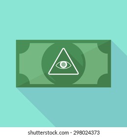 Illustration of a long shadow banknote icon with an all seeing eye