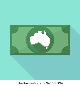 Illustration of a long shadow banknote icon with  a map of Australia