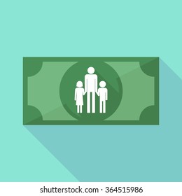 Illustration Of A Long Shadow Banknote Icon With A Male Single Parent Family Pictogram