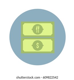 Illustration of a long shadow banknote icon with cutlery