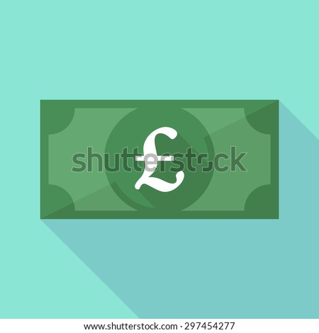 Illustration of a long shadow banknote icon with a pound sign