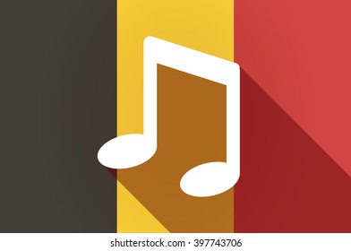Illustration of a long shadow Belgium flag with a note music