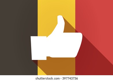 Illustration of a long shadow Belgium flag with a thumb up hand
