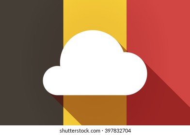 Illustration of a long shadow Belgium flag with a cloud