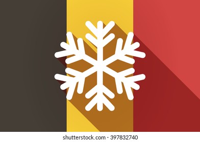 Illustration of a long shadow Belgium flag with a snow flake