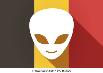 Illustration of a long shadow Belgium flag with an alien face