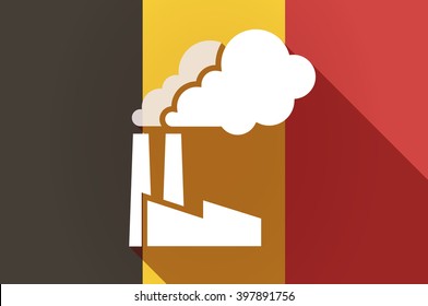 Illustration of a long shadow Belgium flag with a factory