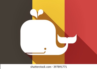 Illustration of a long shadow Belgium flag with a whale