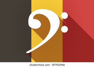 Illustration of a long shadow Belgium flag with an F clef