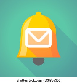 Illustration of a long shadow bell with an envelope