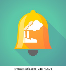 Illustration of a long shadow bell with a factory