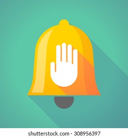 Illustration of a long shadow bell with a hand