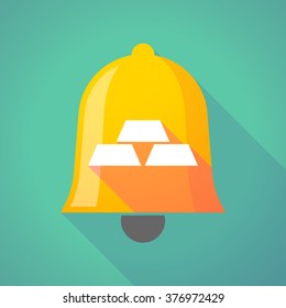 Illustration of a long shadow bell icon with three gold bullions