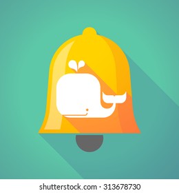 Illustration of a long shadow bell with a whale