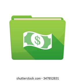 Illustration of a long shadow  binder with  a dollar bank note