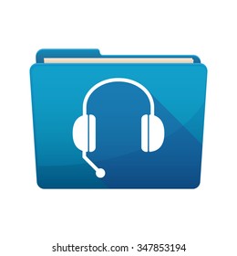 Illustration of a long shadow  binder with   a hands free phone device