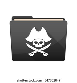 Illustration of a long shadow  binder with  a pirate skull