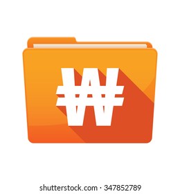 Illustration of a long shadow  binder with  a won currency sign
