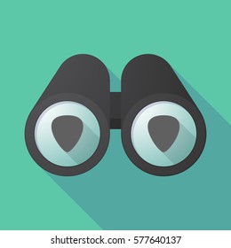 Illustration of a long shadow  binoculars with a plectrum