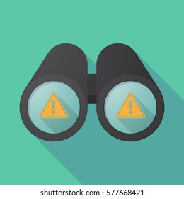 Illustration of a long shadow  binoculars with a warning signal