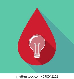 Illustration of a long shadow blood drop with a light bulb