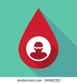 Illustration of a long shadow blood drop with a thief