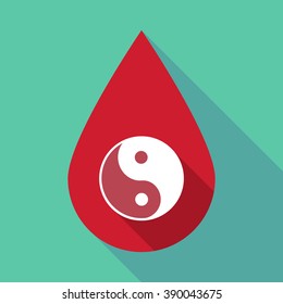 Illustration of a long shadow blood drop with a ying yang