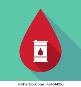 Illustration of a long shadow blood drop with a barrel of oil