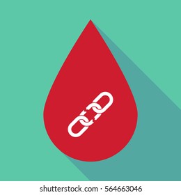 Illustration of a long shadow blood drop with a broken chain