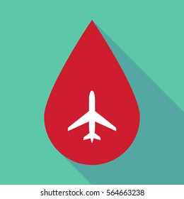 Illustration of a long shadow blood drop with a plane