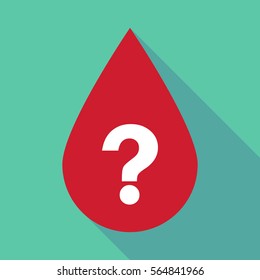 Illustration of a long shadow blood drop with a question sign
