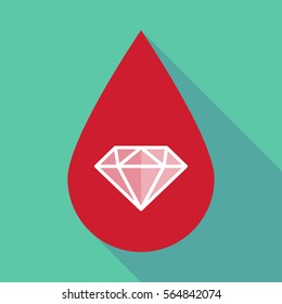 Illustration of a long shadow blood drop with a diamond
