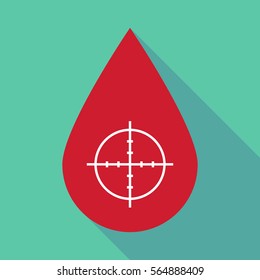 Illustration of a long shadow blood drop with a crosshair